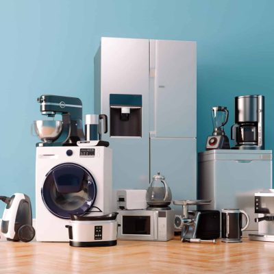 3d render of home appliances collection set
