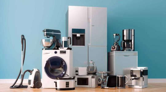 3d render of home appliances collection set