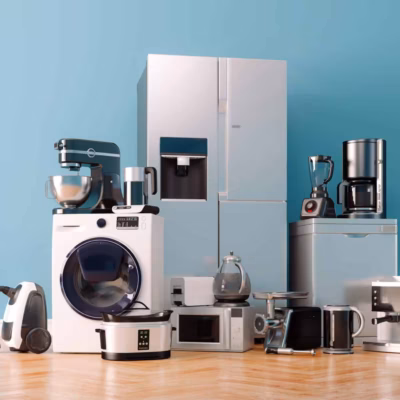 3d render of home appliances collection set